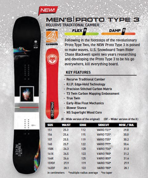 Never Summer Proto Type 3 Tavola Snowboard Uomo New 2025/2026