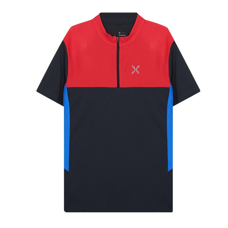 Mountain Zip T-Shirt Uomo Antracite Power Red