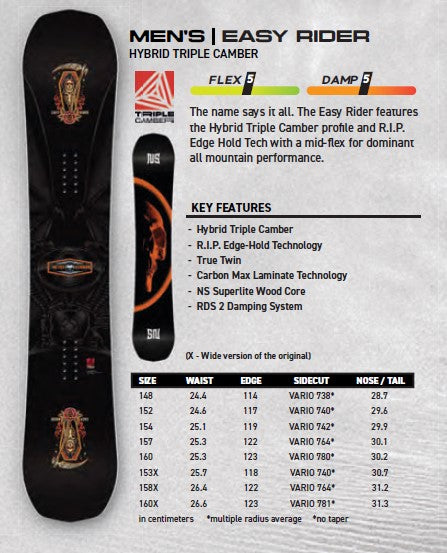Never Summer Easy Rider Tavola Snowboard Uomo New 2025/2026