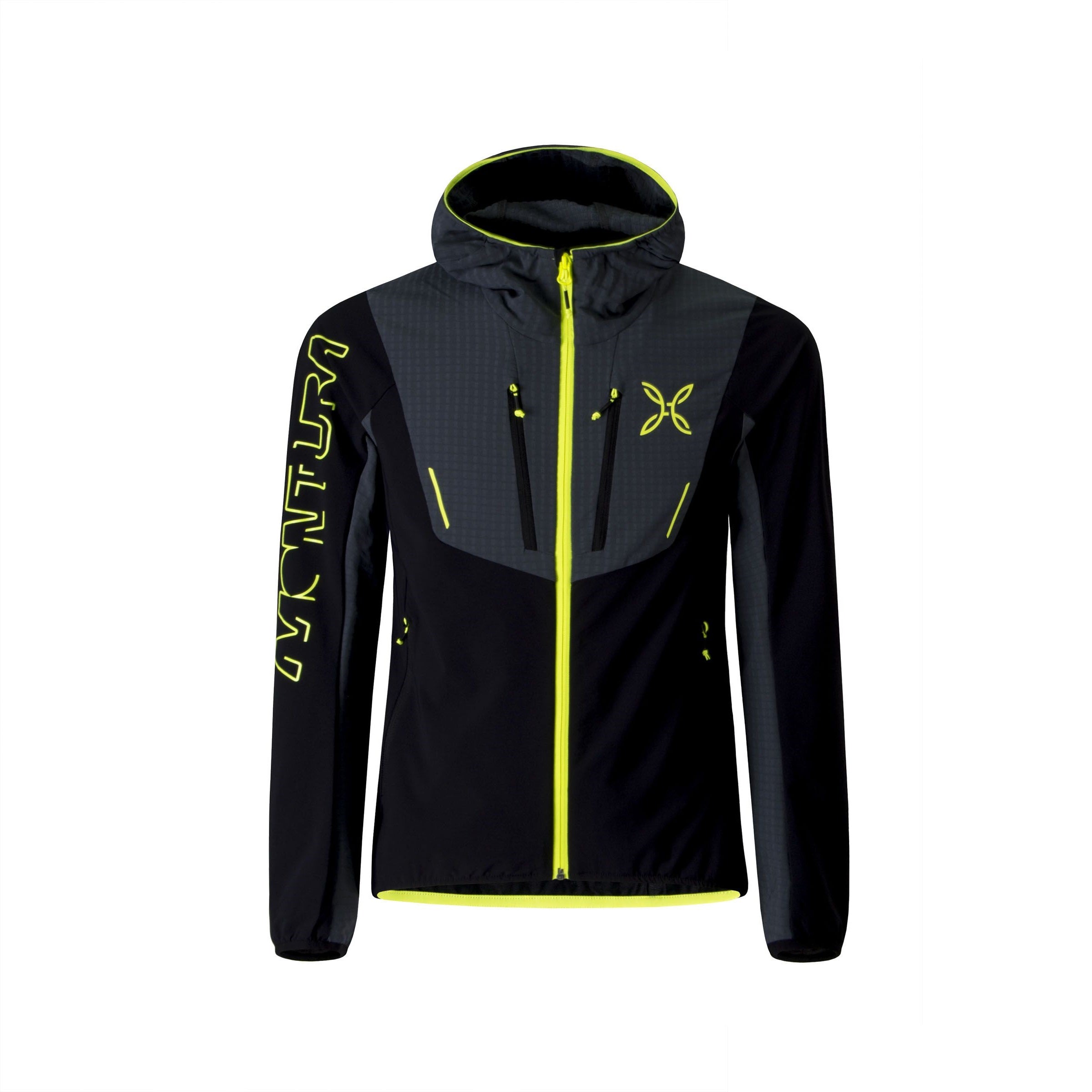 Ski Style Hoody JKt Secondo Strato Uomo Nero Giallo Fluo